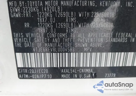 2020 Toyota Rav4 Hybrid Xse from USA, damaged, VIN 4T3E6RFV8LU004583